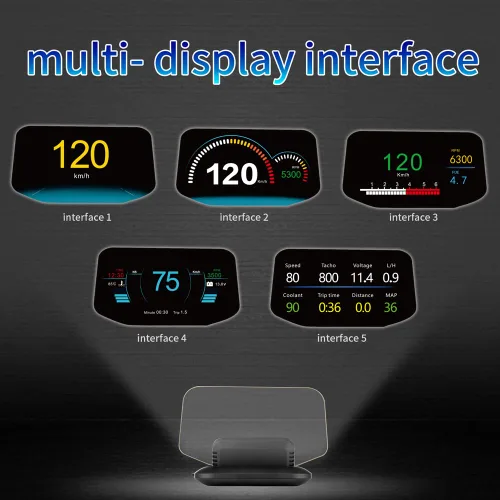 Miniatura 2 de HUD para coche, pantalla frontal, indicador OBD2, C1 OBD2 y GPS LED OBD coche HUD pantalla frontal velocímetro proyector sistema herramienta