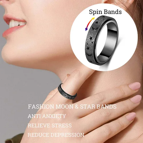Miniatura 3 de Anillo de alivio de la ansiedad, anillo giratorio para aliviar el estrés, de acero inoxidable, anillo giratorio para mujeres, hombres, unisex