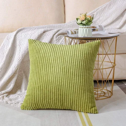 Miniatura 3 de Artscope Fundas de almohada de pana a rayas acogedoras súper suaves decorativas cuadradas, fundas de cojín para sofá, dormitorio, decoración