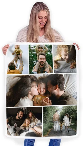 Miniatura 24 de FrameStory Manta personalizada con fotos y texto, totalmente personalizable con tus fotos y mensajes, manta de forro polar suave y suave, 30 x 40