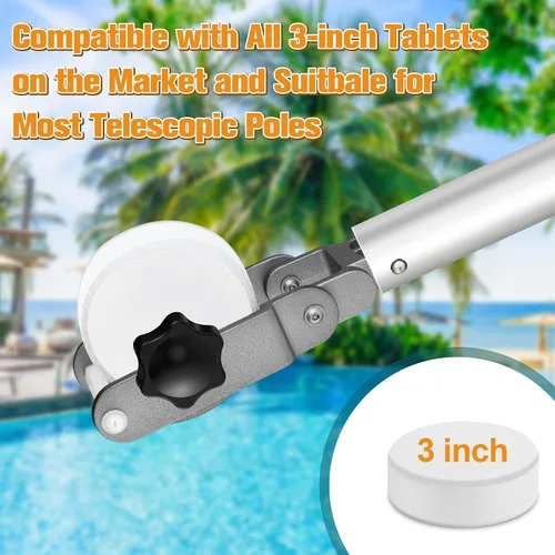 Miniatura 6 de Lounsweer 1 soporte para tableta de piscina para poste de piscina, flotador de tabletas de aleación de aluminio de acero inoxidable, herramienta