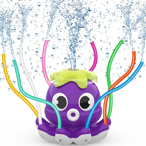 SAMTOP Rociador de agua para exteriores para niños y niños pequeños, juguetes de verano al aire libre con 8 tubos de agitación, se fija a la