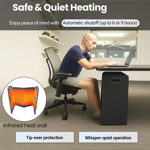 Miniatura 3 de Lavawall - Calentador eléctrico de pared: calentador de espacio portátil para oficina y hogar, temporizador y termostato, seguro y silencioso