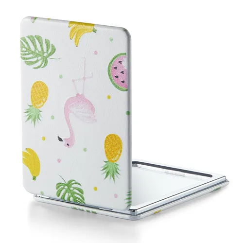 Miniatura 44 de Omiro - Espejo compacto, cuero PU clásico. Ampliación 1x/3x, ultra portátil para el bolsillo, ideal para bolsos y viajes (negro)