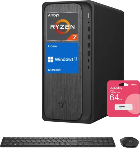 HP OmniDesk M02 Tower Desktop para uso doméstico y oficina, AMD Ryzen 7 8700G Rendimiento para productividad, 16 GB DDR5 RAM, 1 TB SSD, Windows 11