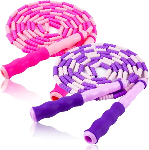 Jump Rope for Kids, Adjustable Jump Ropes for 4 5 6 7 8 10 12, Tangle Free Jumping Rope Age 8-12, Segmented Soft Beaded Skipping Rope for Women
