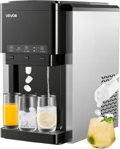 Miniatura 10 de VEVOR Dispensador de agua con máquina de hielo, dispensador de agua de pie 3 en 1, 33 libras/24 horas, 9 cubos/7 minutos de fabricación de hielo