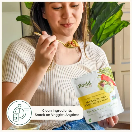 Miniatura 5 de POSHI Ensalada natural de alcachofas y espárragos, ceto, vegana, sin OMG, baja en carbohidratos + calorías, sin gluten, lista para comer, verduras
