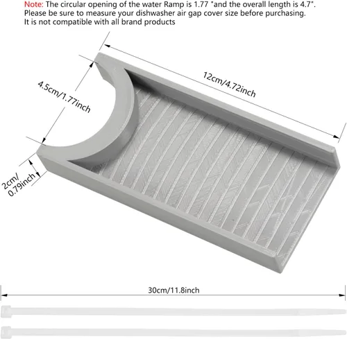 Miniatura 5 de Rampa de agua para cubierta de aire para lavavajillas, rampa de 3 pulgadas que ayuda a guiar el agua al fregadero, accesorio universal