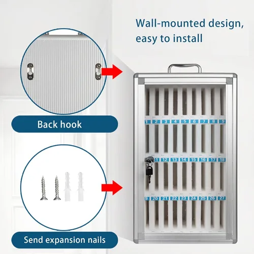 Miniatura 4 de 24/48/60 ranuras caja de casillero para teléfono celular, aleación de aluminio, cerrable, aulas escolares militares, poner gabinetes