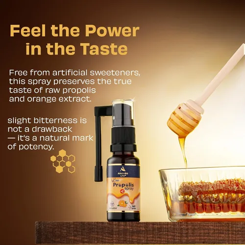 Miniatura 2 de Spray de propóleo de abeja + vitamina C, sin alcohol, sabor a naranja natural, extracto de propóleo de abeja 100% puro, apoyo antioxidante