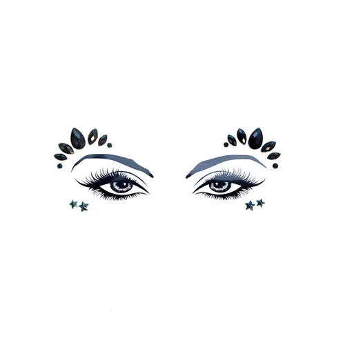 Miniatura 31 de Neva Nude Tatuaje facial de mariposa con purpurina morada con joyas de cristal brillante, adhesivo de grado médico, impermeable y resistente al