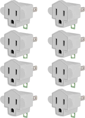 Miniatura 12 de JACKYLED - Clavija convertidora de 3 a 2 navajas, adaptador de toma a tierra. Convertidor de pared de material ignífugo resiste hasta 392 °F