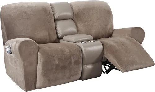 Miniatura 25 de H.VERSAILTEX Fundas elásticas de terciopelo para sillón reclinable, fundas para silla reclinable estilo de 4 piezas, funda para sillón reclinable
