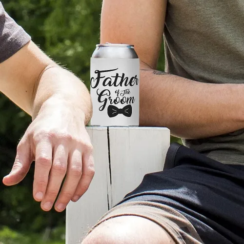 Miniatura 4 de Fundas para el día del padre para latas, enfriador de bebidas para padre del novio, papá, buceo, fiesta, cerveza, diseño blanco solamente