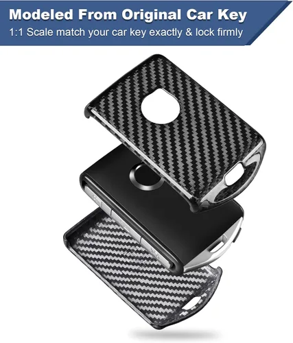 Miniatura 4 de T-carbon Funda para llavero compatible con Volvo XC90, protector de fibra de vidrio real compatible con Volvo XC40 XC90 V90 Smart Key Case