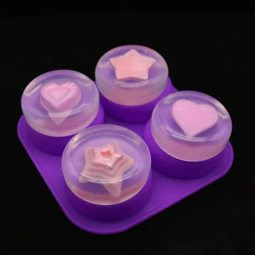 Miniatura 2 de Mose Cafolo 2 moldes de silicona brillante de 4 cavidades de forma redonda para suministros de fabricación de jabón, bombas de baño, barra de loción