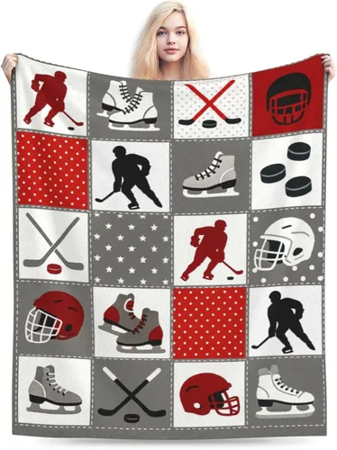Miniatura 5 de Manta de Hockey Súper Suave Cálida Esponjosa de Vellón Franela Deportiva Manta de Tiro Acogedora Mullida de Felpa Ropa de Cama Mantas Regalos