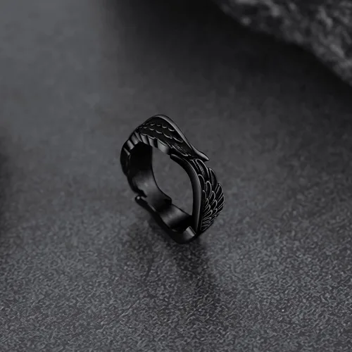 Miniatura 8 de FaithHeart Anillos góticos punk del diablo mal de ojo, anillo de motociclista de acero inoxidable con garra de dragón y águila para hombres