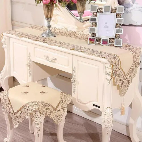 Miniatura 8 de LeLehome - Mantel de encaje bordado con flores color café