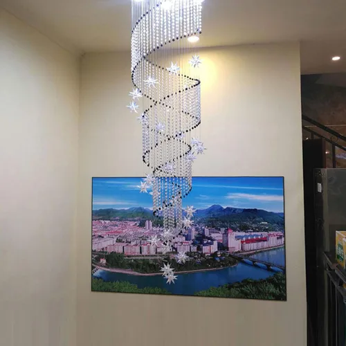 Miniatura 3 de Moderna lámpara colgante de cristal K9 con forma de gota de lluvia en espiral de cristal, lámpara colgante para sala de estar, hotel, escaleras