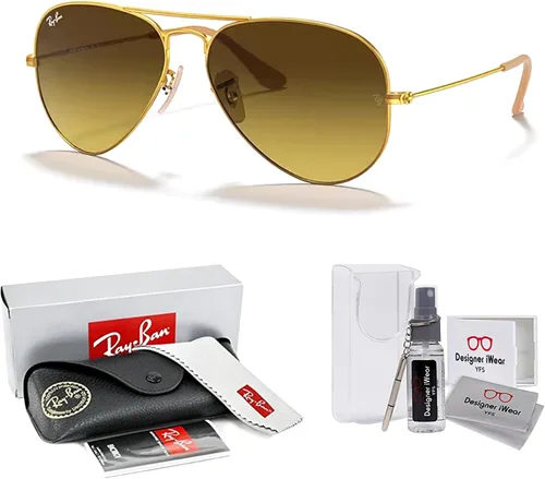 Miniatura 2 de Ray-Ban RB3025 - Lentes de sol de aviador de metal para hombre y mujer + paquete con kit de cuidado de gafas iWear de diseñador