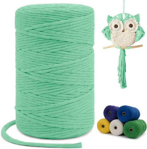 Miniatura 27 de Cuerda de macramé de una sola hebra de 0.197 in x 110 yardas, cuerda de macramé de algodón natural de 0.197 in, cuerda de algodón grueso para colgar