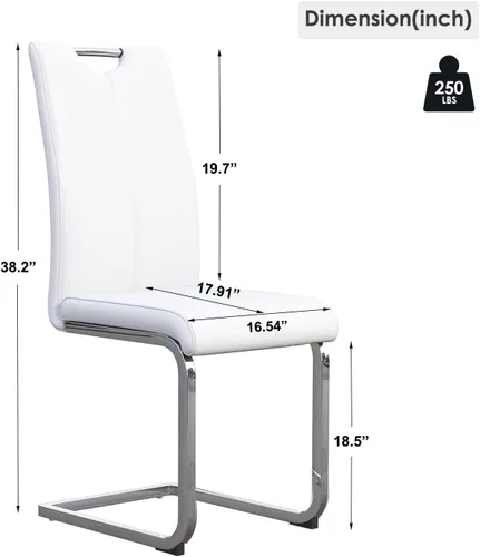 Miniatura 3 de Juego de 2 sillas de comedor, modernas sillas de comedor de piel sintética, sillas tapizadas para cocina, comedor, respaldo alto ergonómico