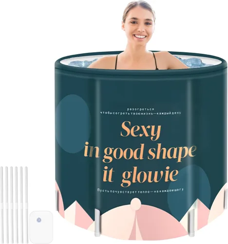 Bañera plegable portátil para adultos, bañera de viaje plegable para campamento, hogar y spa, ahorro de espacio, PVC duradero (geometría)