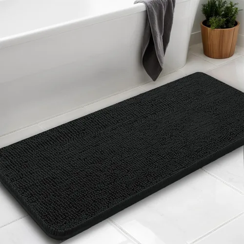 Miniatura 41 de Alfombras de baño en forma de U, alfombras de baño de felpilla súper absorbentes y respaldo antideslizante de PVC fuerte para inodoros, lavables a