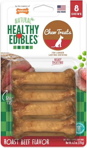 Miniatura 13 de Nylabone Healthy Edibles Masticables Naturales para Perros Golosinas Masticables de Larga Duración para Perros, Sabor a Carne Asada y Pollo