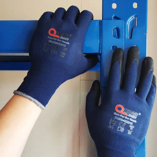 Miniatura 5 de Paquete de 3 pares de guantes de seguridad de trabajo táctiles de color azul marino, espuma de nitrilo recubiertos, uso general, trabajo mecánico