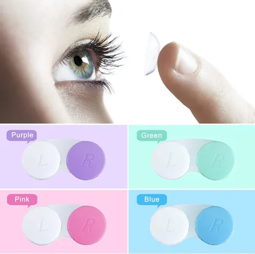 Miniatura 4 de Estuche para lentes de contacto de 12 piezas, caja colorida para lentes de contacto izquierdos/derechos, contenedor de soporte para lentes