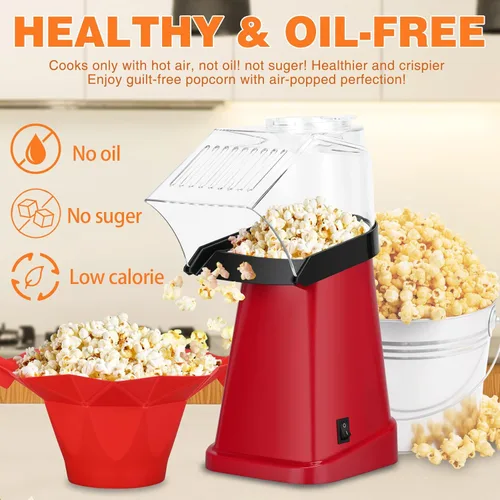 Miniatura 2 de Máquina de palomitas de maíz de aire caliente con cuenco de palomitas de maíz, máquina rápida de palomitas de maíz en minutos con taza medidora