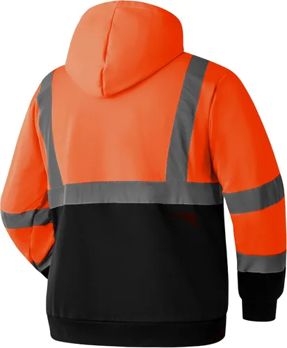 Miniatura 3 de Ubon Hi Vis - Sudaderas con capucha para hombre, alta visibilidad, reflectantes, de seguridad, ropa de trabajo, trabajo, parte inferior negra