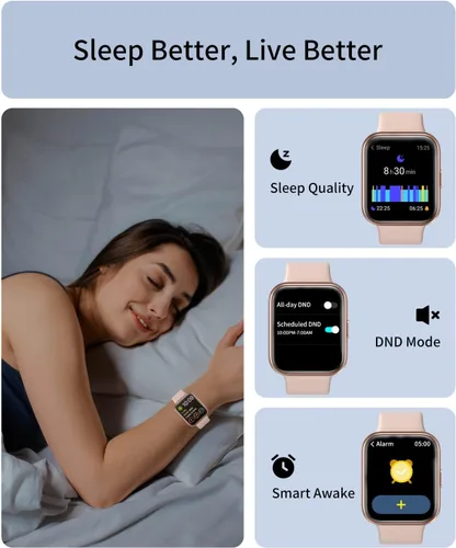 Miniatura 4 de RERE ASW2 - Reloj inteligente (respuesta/hacer llamada), Alexa integrado, rastreador de fitness de 1.69 pulgadas con 60 modos deportivos, frecuencia