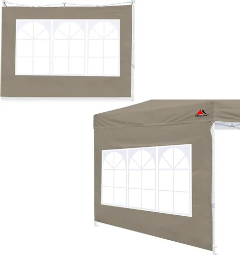 Miniatura 16 de Scocanopy Pared lateral con ventana para estructura de toldo de 10 x 10 pies, 2 paquetes solo de pared solar, beige Turquesa