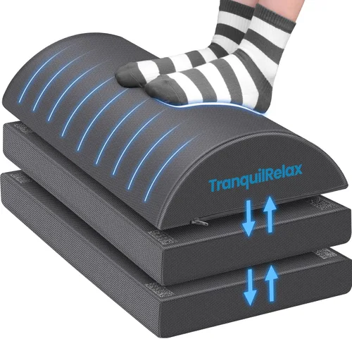 Miniatura 15 de TranquilRelax Reposapiés para debajo del escritorio en el trabajo, accesorios de juegos, taburete con 3 alturas ajustables y funda lavable, cómodos