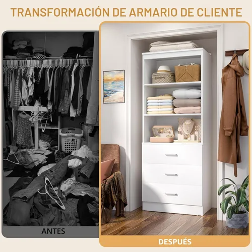 Miniatura 7 de Aheaplus Sistema de cajones de armario de 23.6 pulgadas, sistema organizador de armario de madera con 3 cajones, unidad de almacenamiento modular