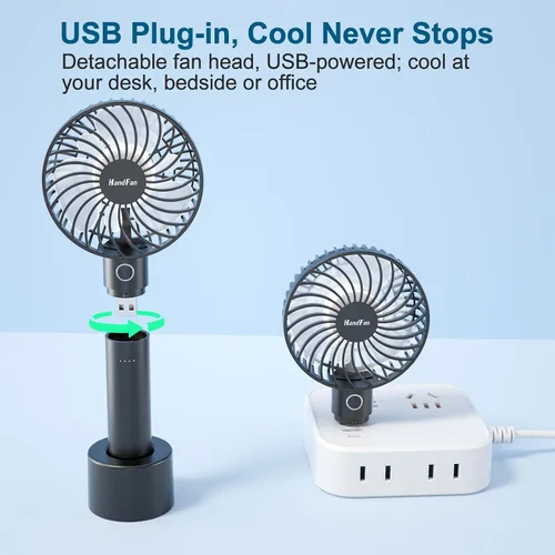 Miniatura 2 de HandFan Ventilador de mano portátil, pequeño ventilador de mano personal, mini ventiladores de refrigeración eléctricos, ventiladores de escritorio