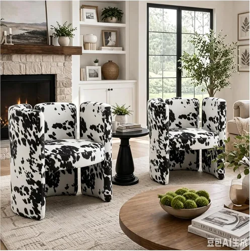 Miniatura 6 de chairus Silla de comedor moderna única de terciopelo, bonita y cómoda, tapizada, para sala de estar, dormitorio, recepción, vaca