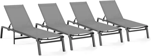 Miniatura 31 de Tumbona de Aluminio para Exteriores - Silla de Descanso Plegable y de Montaje Libre para Exteriores con 5 Respaldos Ajustables, Silla de Patio