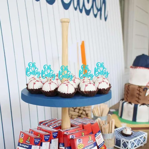 Miniatura 7 de 24 piezas Oh Baby Cupcake Toppers Glitter Baby Shower Cupcake Picks Reveal Género Decoración de Pasteles para Baby Shower Niños Niñas Fiesta de Azul