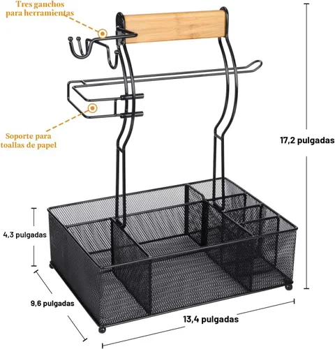 Miniatura 3 de FANGSUN Organizador para parrilla, organizador de barbacoa con soporte para toallas de papel, organizador de utensilios de condimentos de picnic