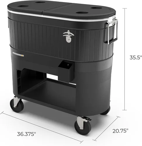 Miniatura 3 de Permasteel Enfriador de patio rodante: gran hielera para exteriores con ruedas, enfriador de bebidas para patio trasero, barbacoa, portón trasero
