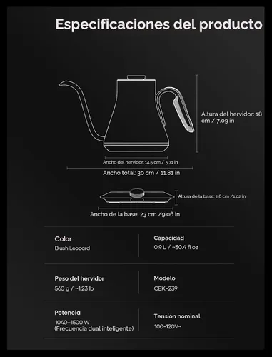 Miniatura 9 de Cocinare Hervidor eléctrico de cuello de cisne, control preciso de temperatura de ±0.5 °F, calentamiento rápido de 1500 W, café y té, acero