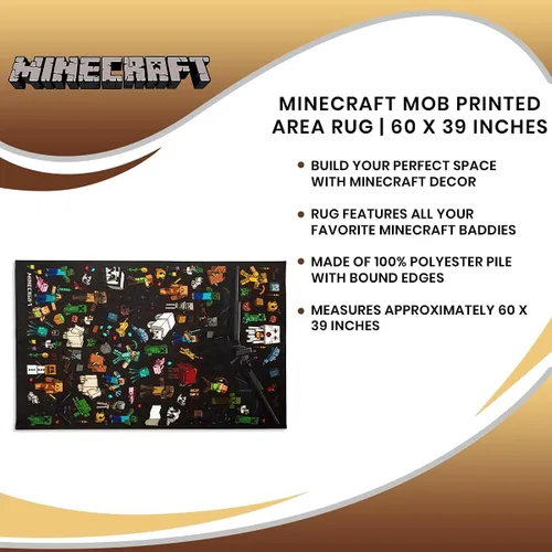 Miniatura 7 de Minecraft Mob - Alfombra de área estampada Tapete de interior, alfombras decorativas para sala de estar y dormitorio, decoración del hogar