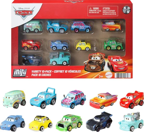 Mattel Disney Pixar Cars Mini Racers, paquete de 10 vehículos coleccionables de juguete para niños y coleccionistas a partir de 3 años (exclusivo de