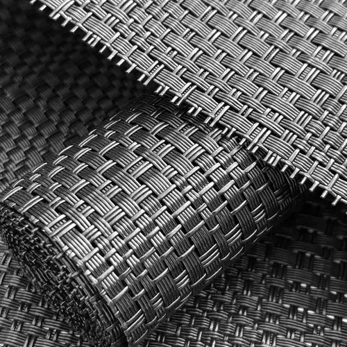 Miniatura 4 de Textura Diseño Tejido PVC Rectangular Aislamiento Térmico Texteline Camino de Mesa (Todo Negro)