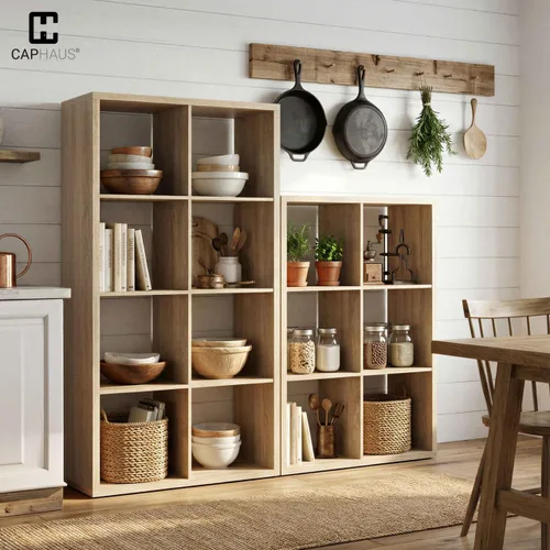 Miniatura 7 de CAPHAUS Estante organizador de almacenamiento de 13 pulgadas, con borde exterior extragrueso, divisor de estante de almacenamiento abierto, Roble